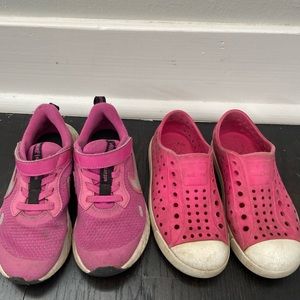 Girls Pink Natives and Nike Shoes